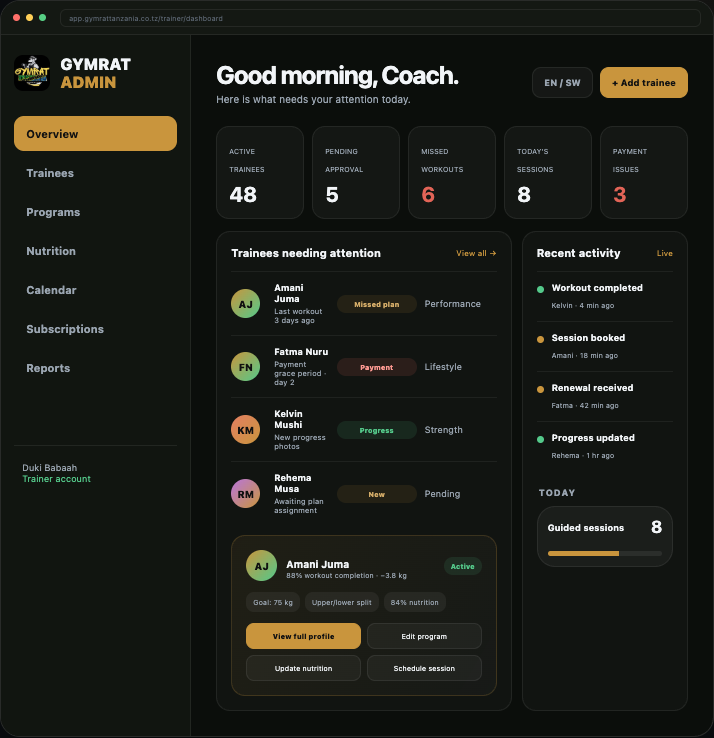 Trainer command center concept preview